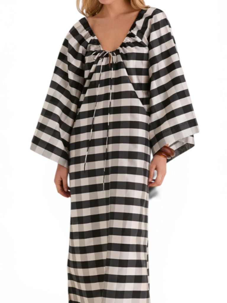 Tuckernuck Claudine Maxi Dress Size M Black White Check Nwt
